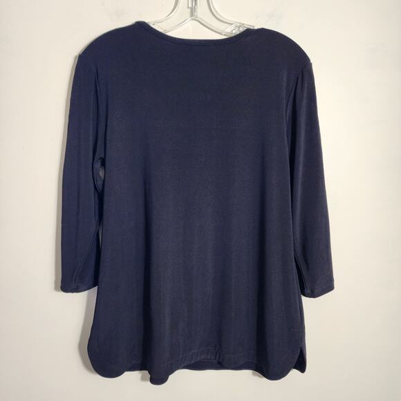 Joseph Ribkoff tee style 201259 black keyhole 3/4 sleeve shirt woman's size 10 - Picture 4 of 8